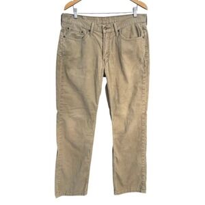 Levis Corduroy Pants Mens W33 L32 Tan Khaki Slim Straight Stretch Cords 514